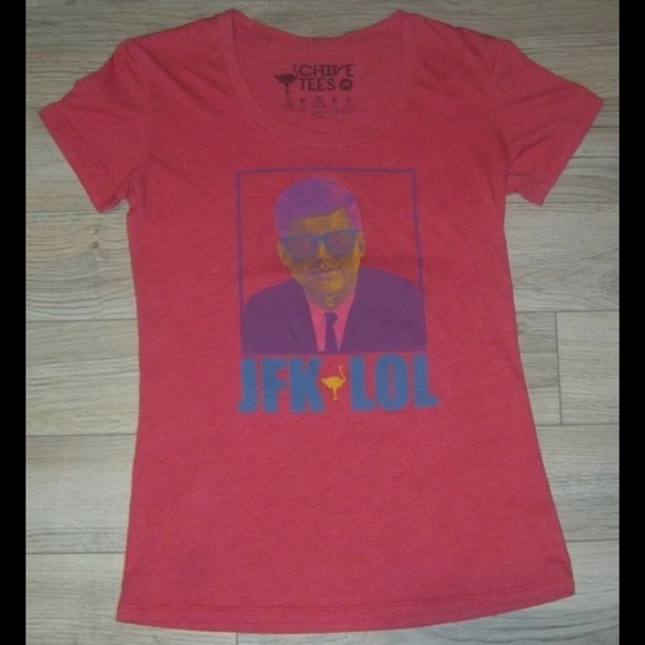 Chive Tees Heathered Red JFK LOL Neon Pop Art John F Kennedy President Retro M - Picture 4 of 5